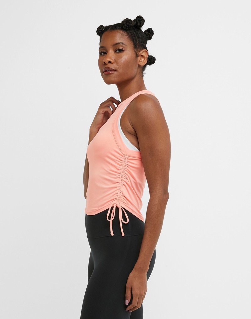 Women's Champio Soft Touch Ruched Tank Top Coral | W8TR05