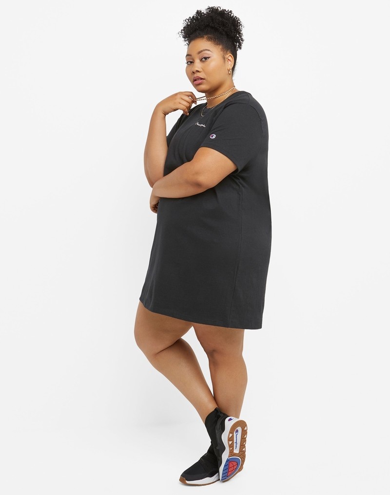 Women's Champio T-Shirt Dress Black | K3VW57