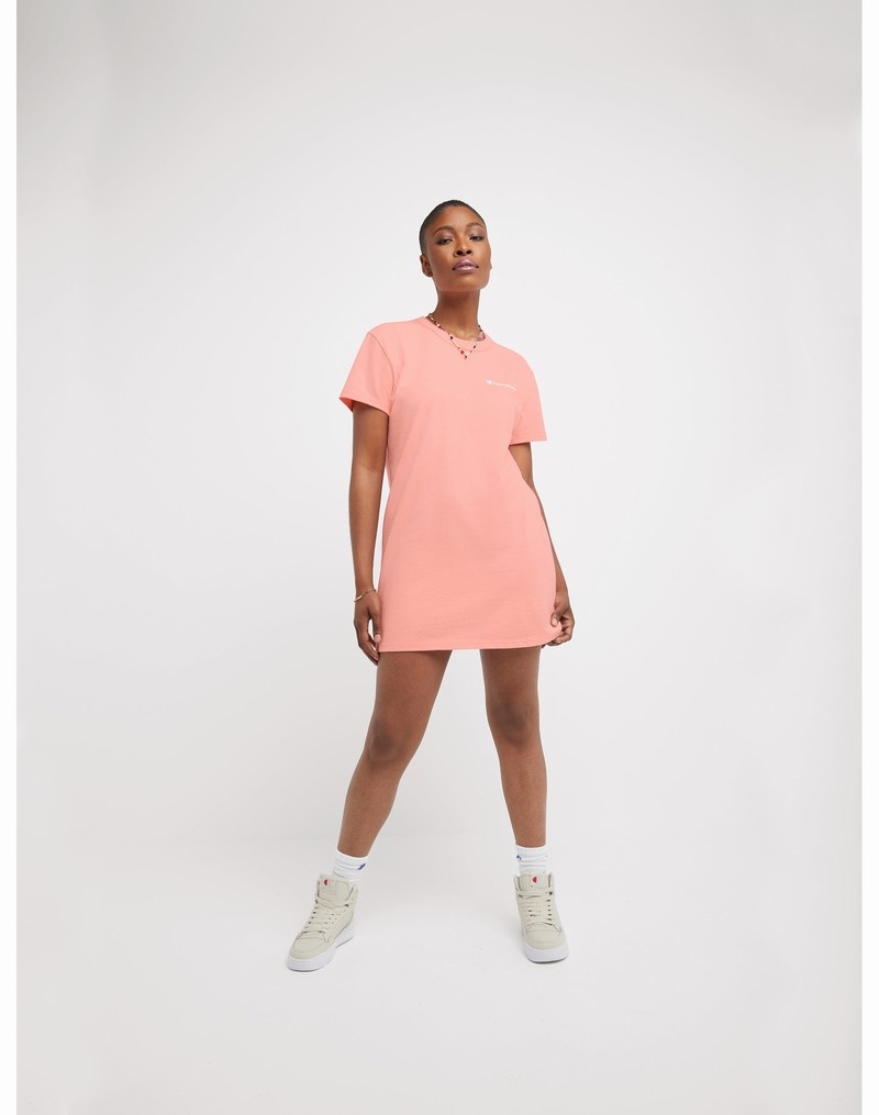 Women's Champio T-Shirt Dress Pink | R3JD89