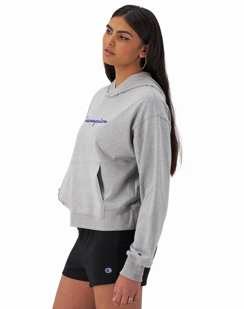 Women's Champio T-Shirt Hoodie Grey | C3WW75