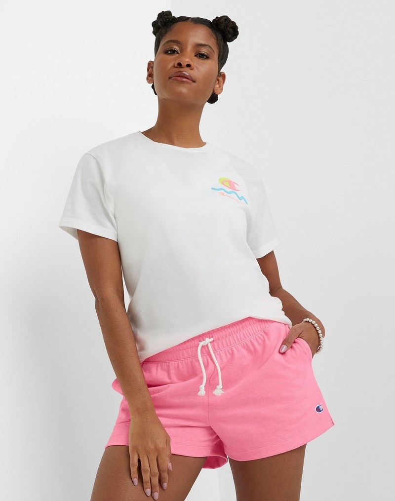 Women's Champio T-Shirt Shorts Pink | V0LF16