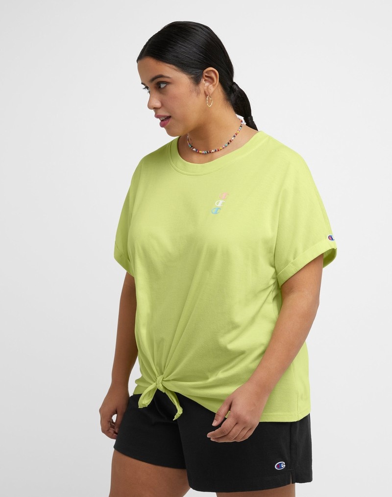 Women's Champio Tie-Front T Shirts Green | N6FL26