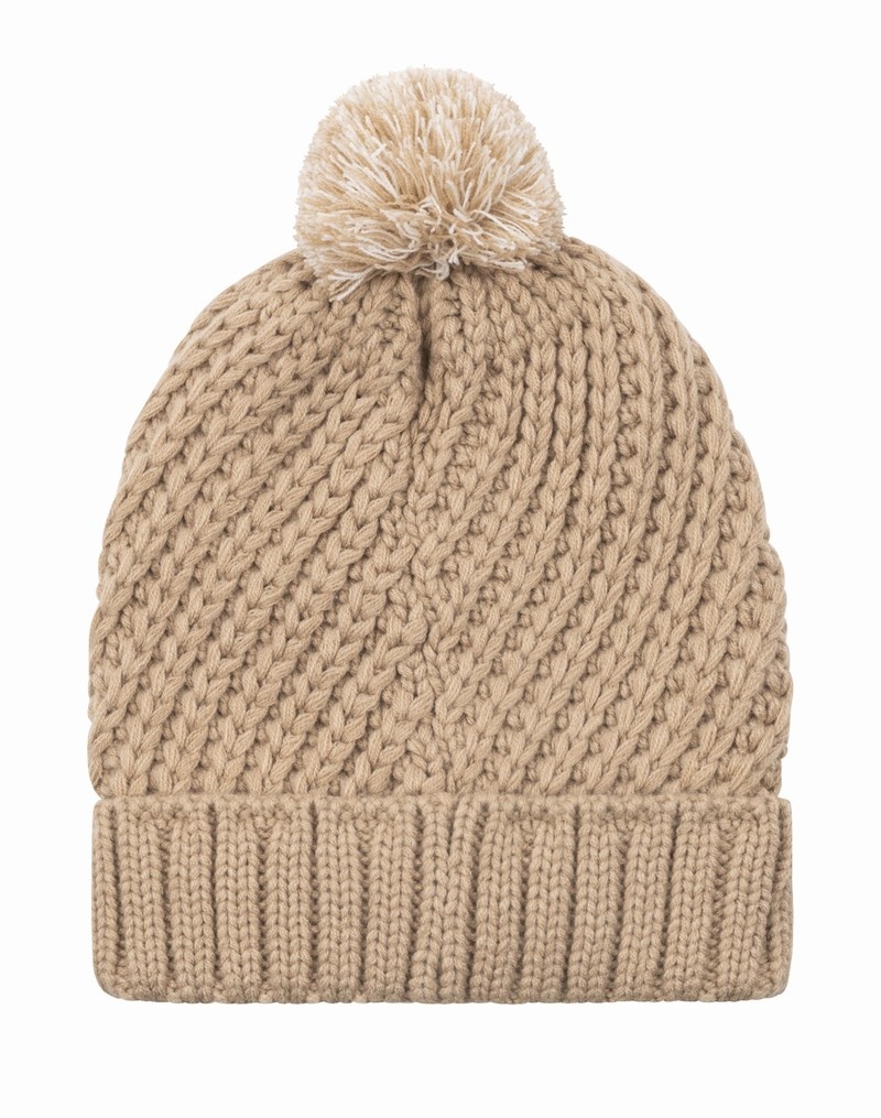 Women's Champio Twist Chunky Rib Cuff Beanie Brown | Z3SK97